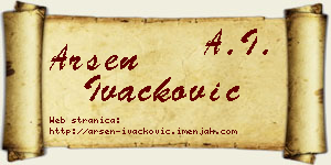 Arsen Ivačković vizit kartica